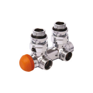 Valvola termostatica HERZ-TS-3000 per impianti bitubo con preregolazione visibile versione cromata