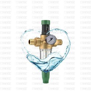 Herzitalia.it | Filtro Herz per acqua con riduttore di pressione contornato da un cuore di acqua